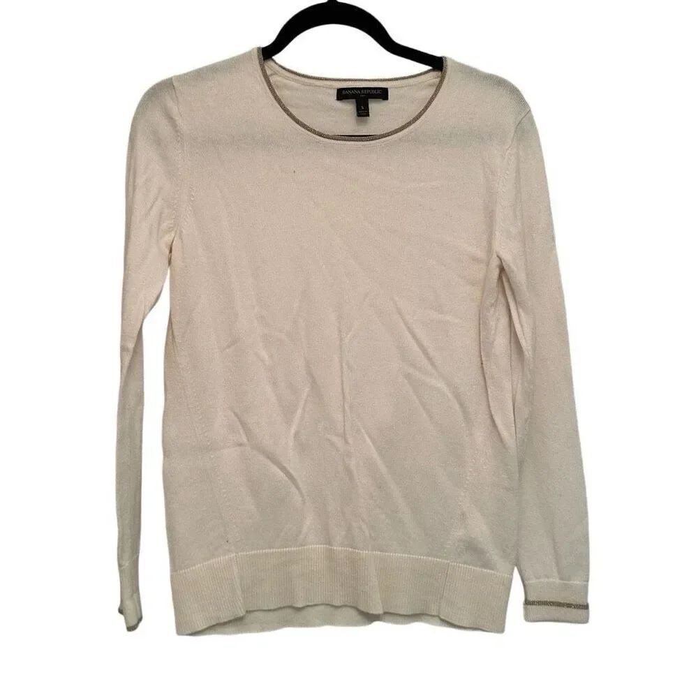Banana Republic cream with gold metallic trim sweater- size S